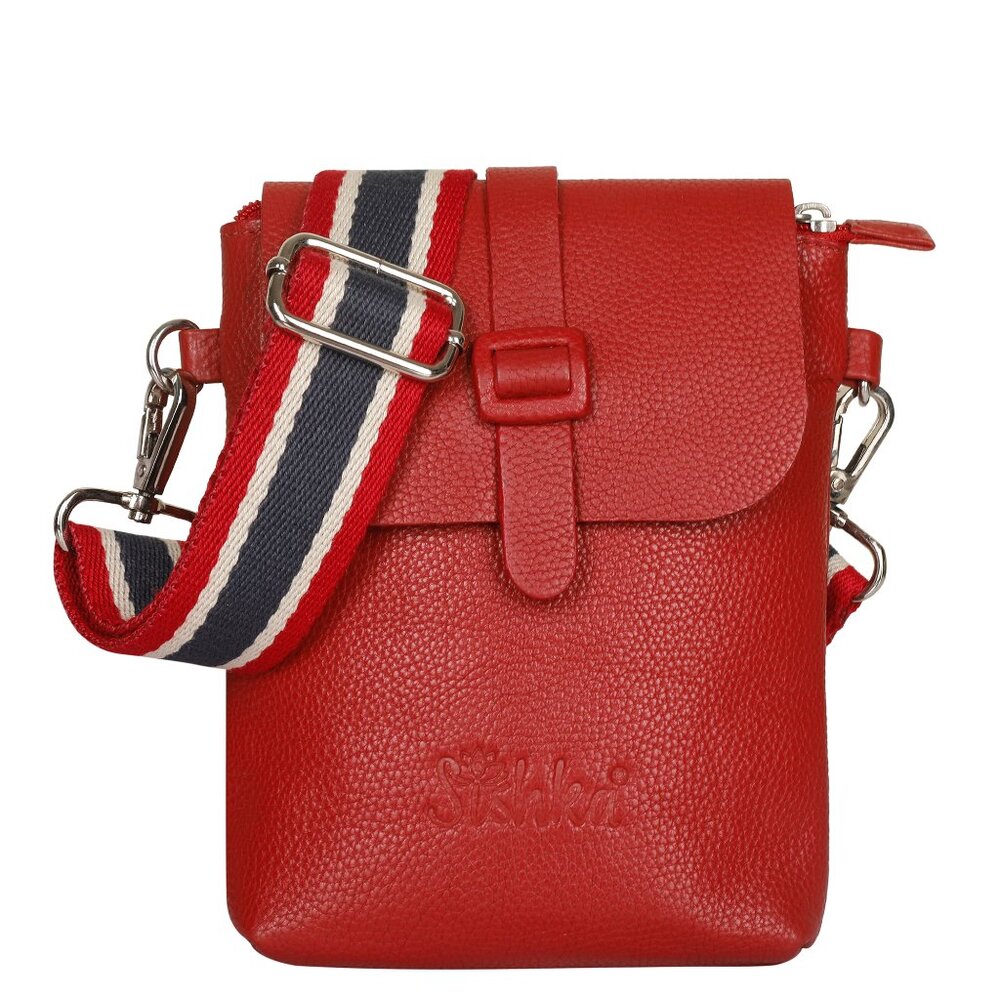 Leather Messenger Bag for Men & Women –Red Crossbody Shoulder Bag, Side Sling